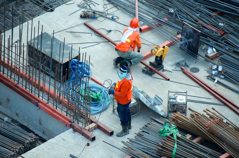 Construction site with steel framework
