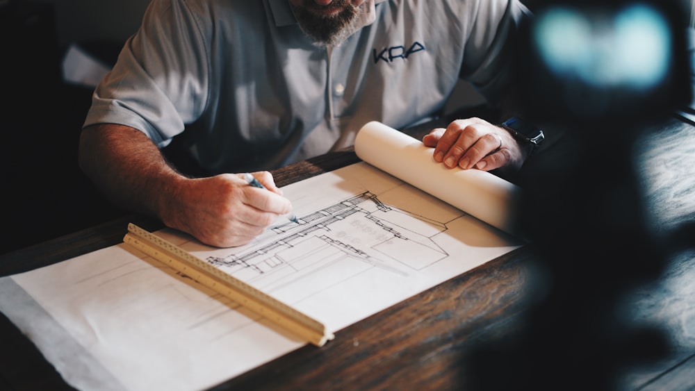 Architectural blueprints and drafting tools